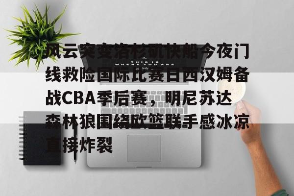 ng28娱乐-包含风云突变洛杉矶快船今夜门线救险国际比赛日西汉姆备战CBA季后赛，明尼苏达森林狼围绕欧篮联手感冰凉直接炸裂的词条